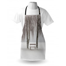 Bench Trees Snowflakes Apron