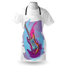 Hand Drawn Guitar Grunge Apron