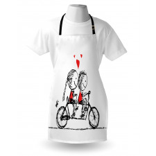 Sevgililer Günü Mutfak Önlüğü Bisikletli Aşıklar Temalı
