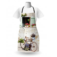 Bisikletli Mutfak Önlüğü Kırsal Yaz Çiçek ve Bisiklet Desenli