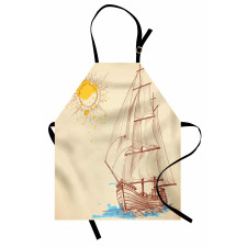 Boat in Windy Sea Sun Apron