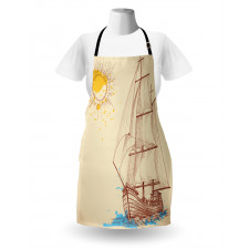 Boat in Windy Sea Sun Apron