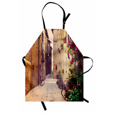 Street in Italy Flowers Apron