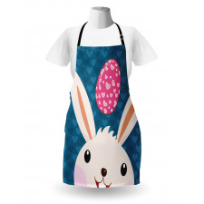 Özel Gün Mutfak Önlüğü Paskalya Tavşanı Desenli Mavi Pembe Kalp