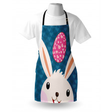 Özel Gün Mutfak Önlüğü Paskalya Tavşanı Desenli Mavi Pembe Kalp