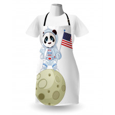 Astronaut on Moon Cartoon Apron