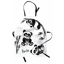 Hand Drawn Panda Poses Apron