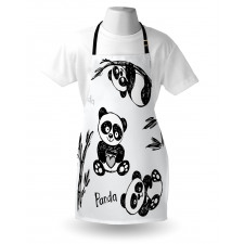 Hand Drawn Panda Poses Apron