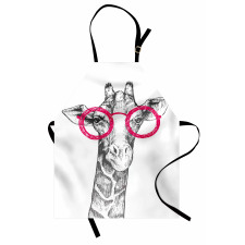 Hayvan Deseni Mutfak Önlüğü Pembe Gözlüklü Zürafa