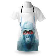 Hayvan Deseni Mutfak Önlüğü Mavi Kristal Maymun