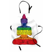 Meditasyon Mutfak Önlüğü Rengarenk Oturan Buda