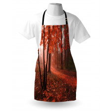 Misty Forest Leaves Orange Apron