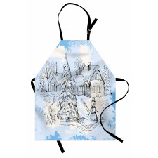 Sketchy Cold Snowy Scene Apron