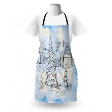 Sketchy Cold Snowy Scene Apron