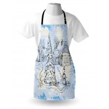 Sketchy Cold Snowy Scene Apron