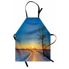 Winter Sunset Scene Tree Apron