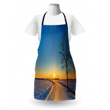 Winter Sunset Scene Tree Apron