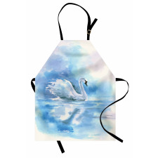 Swan in Hazy River Art Apron