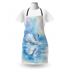 Swan in Hazy River Art Apron