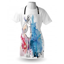 Insanlar Mutfak Önlüğü Elbiseli Kız Desenli