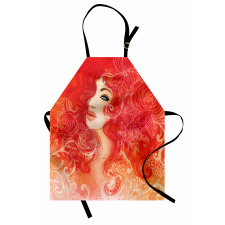 Lady Hair Floral Ornament Apron