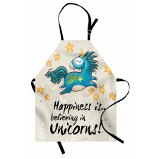 Fantastik Mutfak Önlüğü Unicorn Desenli Motivasyonel Yazı