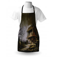 Wooden Haunted House Apron