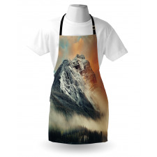 Manzara Mutfak Önlüğü Sisli Karlı Dağlar