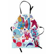 Cartoon Marine Ocean Life Apron