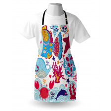 Cartoon Marine Ocean Life Apron