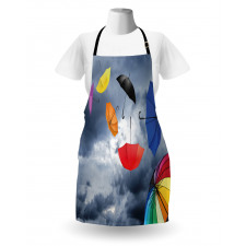 Flying Umbrellas Clouds Apron