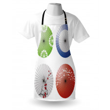 Semboller Mutfak Önlüğü Japon Şemsiyesi Desenli