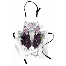 Deer Skull with Roses Apron