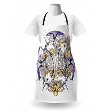 Fish Skeleton Lotus Art Apron