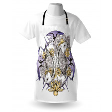 Fish Skeleton Lotus Art Apron