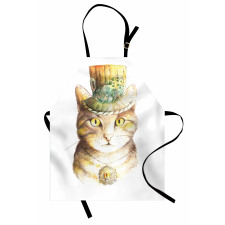 Çocuklar için Mutfak Önlüğü Şapkalı Kedi Desenli