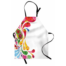 Retro Floral Leaf Art Apron