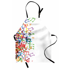 Müzik Mutfak Önlüğü Rengarenk Nota Yığınları Desenli