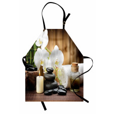 Çiçekli Mutfak Önlüğü Orkide ve Masaj Taşları