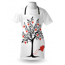 Romantik Mutfak Önlüğü Kalpten Ağaç Desenli