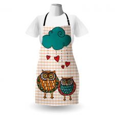 Bird Couple in Love Rain Cloud Apron