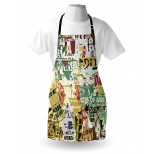 Old Torn Posters Collage Apron