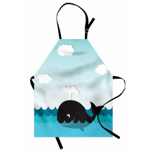 Whale in Wavy Ocean Apron