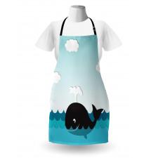 Whale in Wavy Ocean Apron