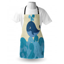 Smiley Whale and Lines Apron