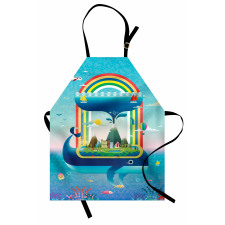 Whale Rainbow Ocean Art Apron