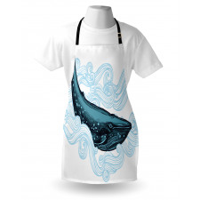 Whale with Striped Wave Apron
