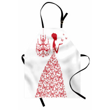 Kadın Mutfak Önlüğü Kırmızı Kelebekli Kız