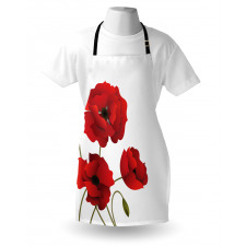 Çiçekli Mutfak Önlüğü Kırmızı Çiçek Desenli Görsel