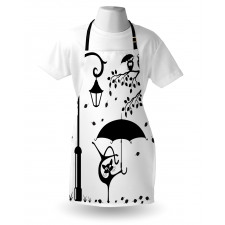 Funny Kitty with Umbrella Apron